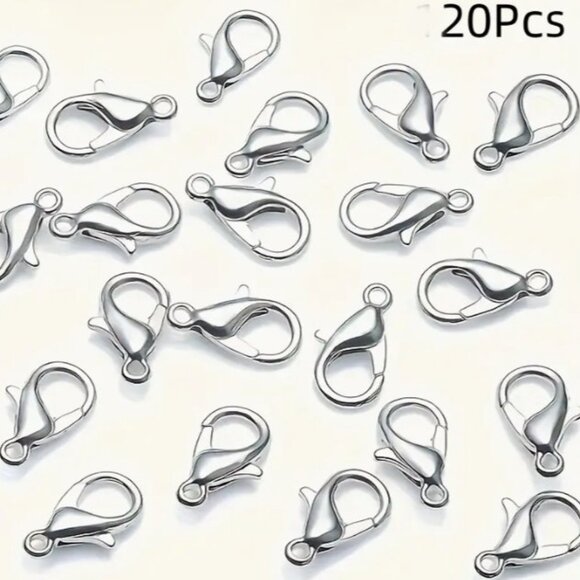 Premium Alloy Lobster Claw Clasps Silvery Small 20pcs - Picture 1 of 2